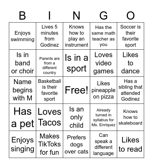 Bingo Card