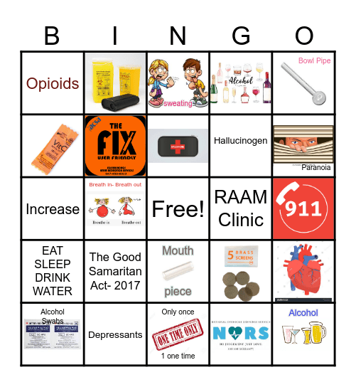 Harm Reduction Bingo Card