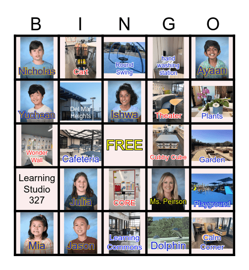 Del Mar Heights Bingo Card