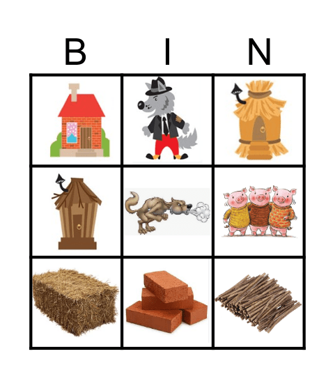 3 LITTLE PIGS Bingo Card