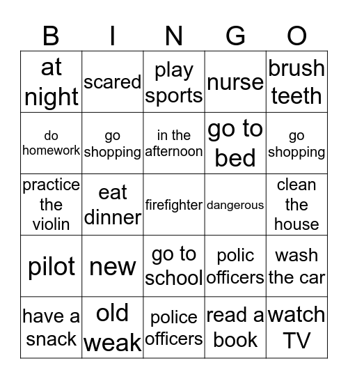 review Bingo Card