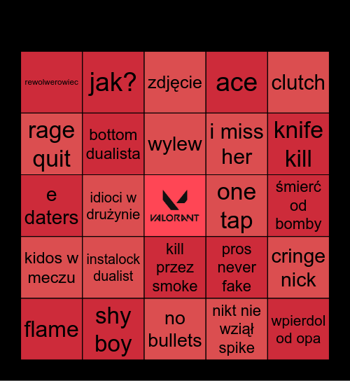Valorant bingo Card