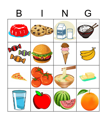 food Bingo Card