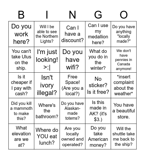 Corrington's Bingo Card