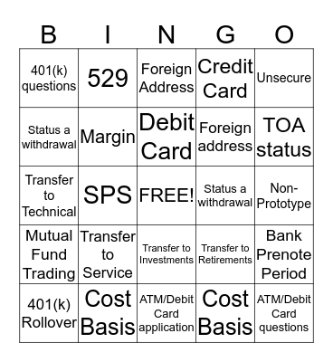 Team Thor BINGO Card