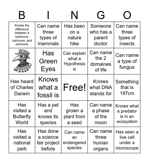 Bio Bingo Card