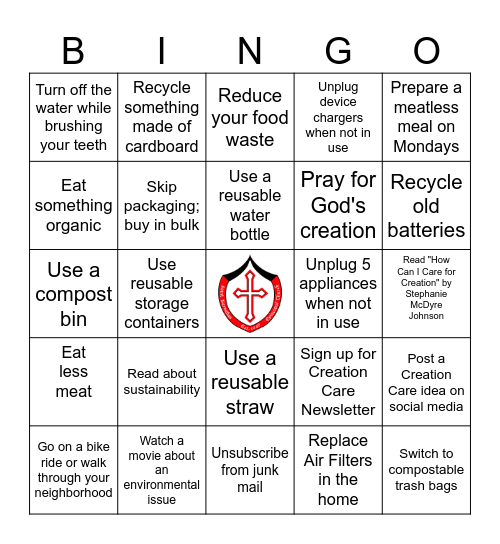 St. Barnabas Season of Creation Bingo Card