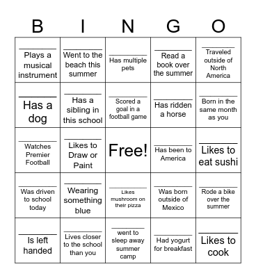 MINGO BINGO Card