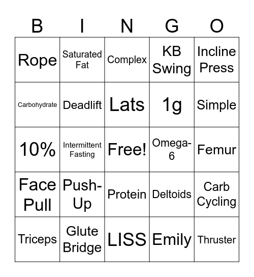 CampFIT Bingo Card