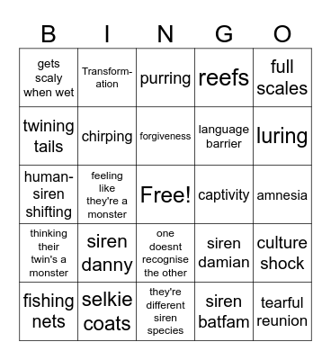 Siren Demon Twins Bingo Card