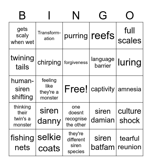 Siren Demon Twins Bingo Card