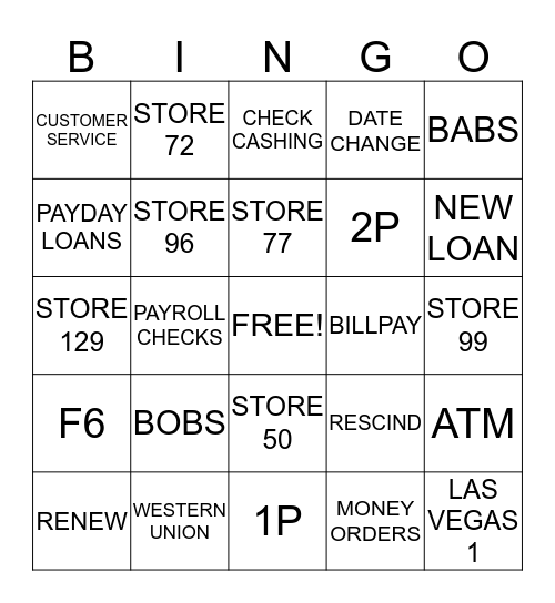 Moneytree Bingo Card