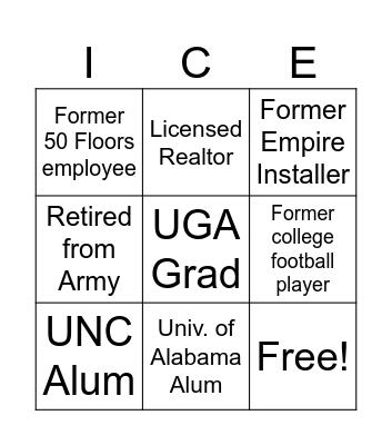 Rapport '3 in a Row' Ice Breaker Bingo Card