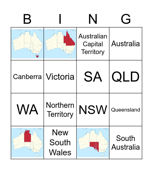 Australian Bingo Card