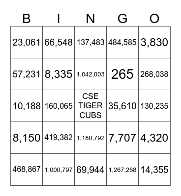 Addition & Subtraction Bingo Card