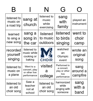 SUMMER &  MUSIC & CHOIR !!!!! Bingo Card