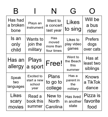 Meet Our New Vikings Bingo Card