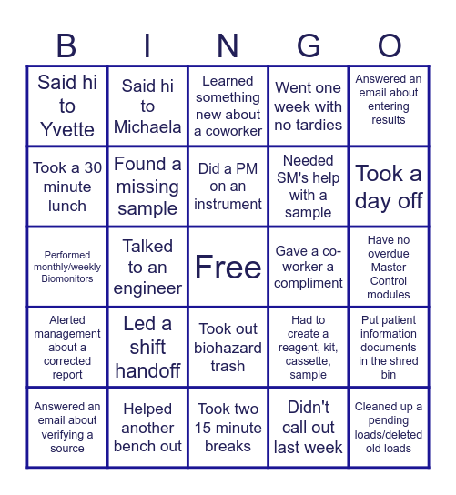 Molecular Bingo Card