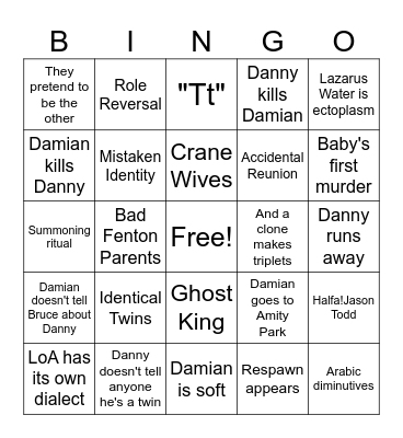 Demon Twins WWT Bingo Card