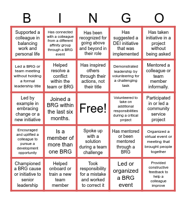 Leadership in Action Bingo Card