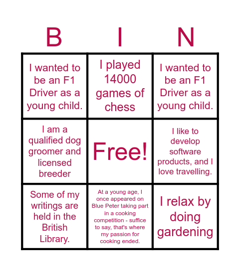 Squarcle Bingo Card