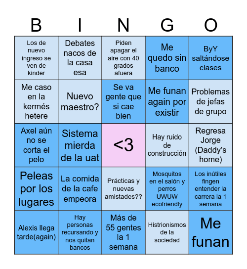 Semestre predicciones Bingo Card