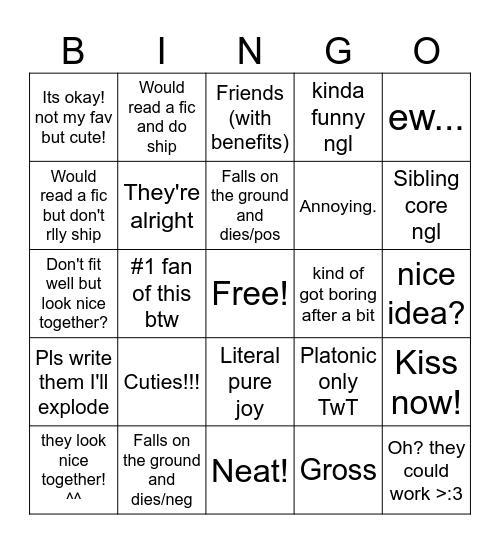 Ship Bingooo!! Bingo Card