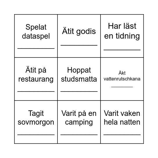 Hitta någon som Bingo Card