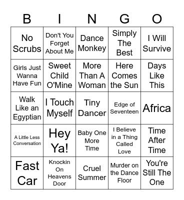 Covers Bingo Card