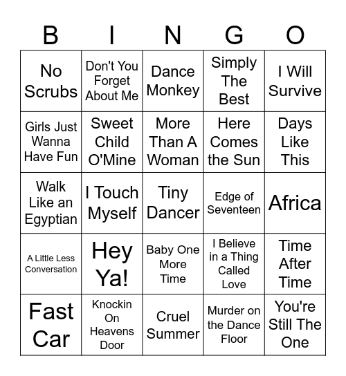 Covers Bingo Card