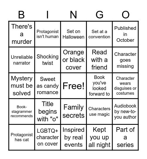 Halloween Book Bingo Card