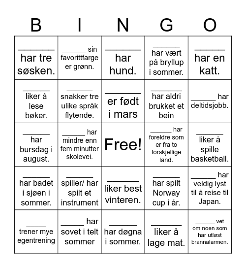 10C Bingo Card