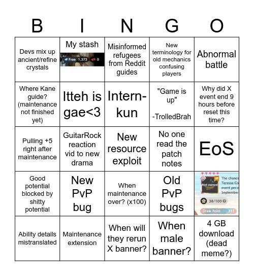 Maintenance Patch Bingo Card Bingo Card