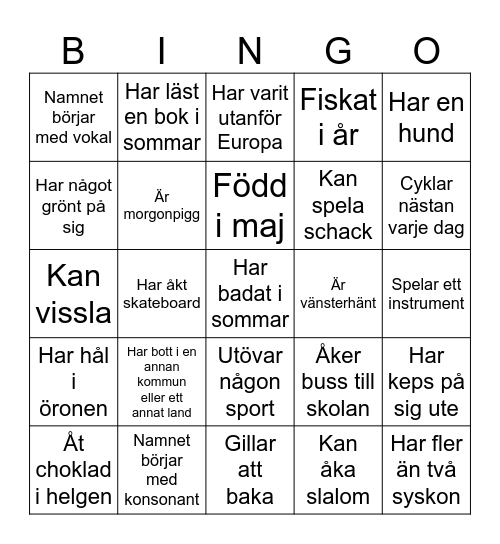 Lära känna Bingo Card