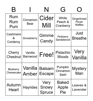 Scentsy Bingo Card