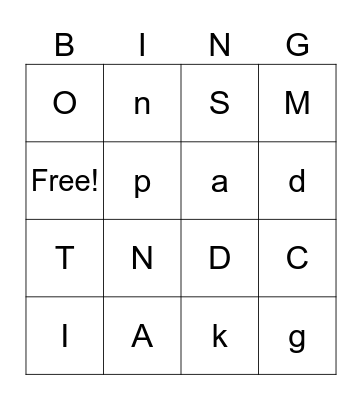 Alphabet Bingo Card