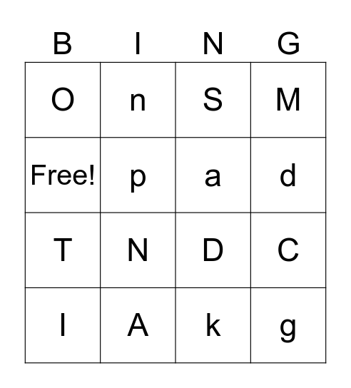 Alphabet Bingo Card