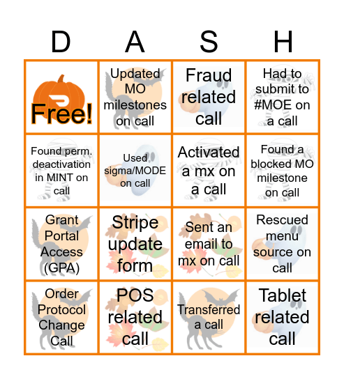 Dash-O-Ween Fall Ball BINGO! Bingo Card