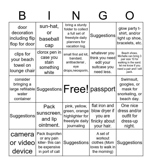 NCL Preparation Bingo Card Bingo Card