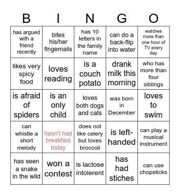 Find someone who Bingo Card