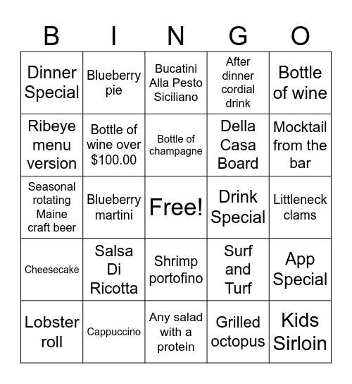 Samoset Resort BINGO Card