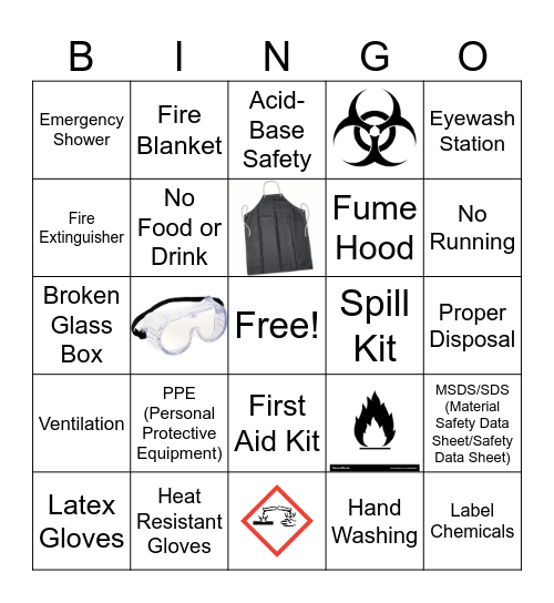 Lab Safety 101! Bingo Card