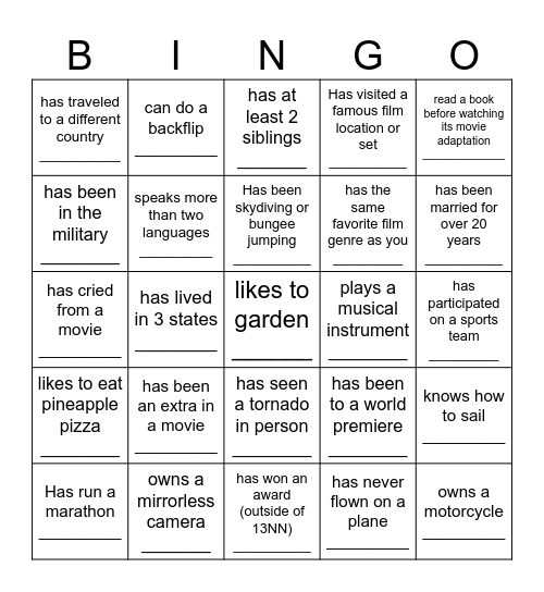 Find Someone Who... Bingo Card