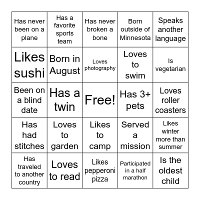 SISTER BINGO Card