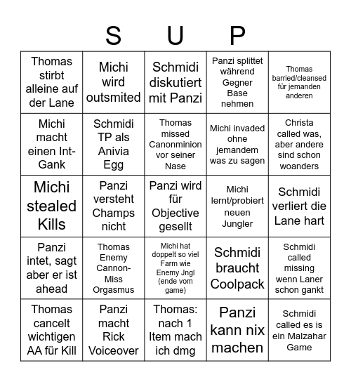 Personal Langusten BINGO Card