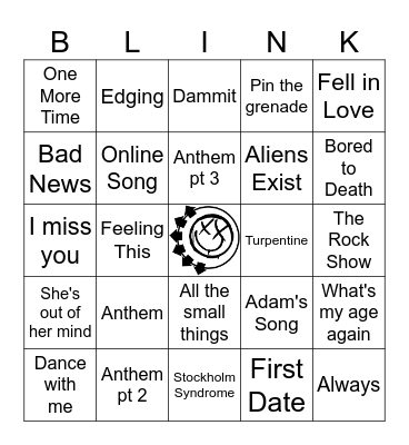 ONE MORE TIME - BLINK 182 Bingo Card
