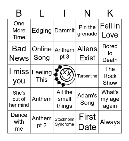 ONE MORE TIME - BLINK 182 Bingo Card