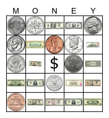 Identifying Money Bingo Card