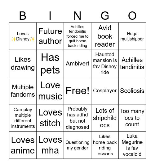 How similar are we Bingo Card