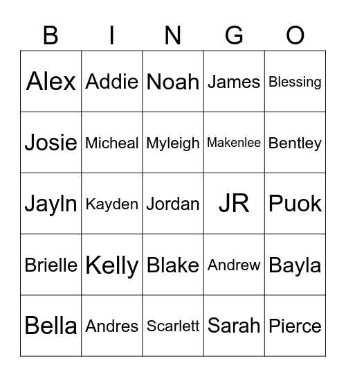 3rd Period Bingo Card